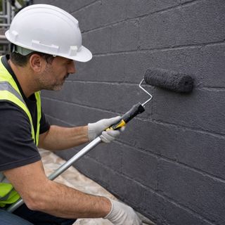 Application peinture sur parpaing