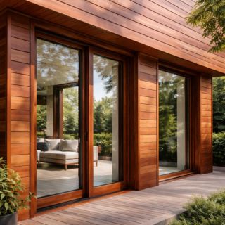 Bardage et menuiserie en bois de Sipo